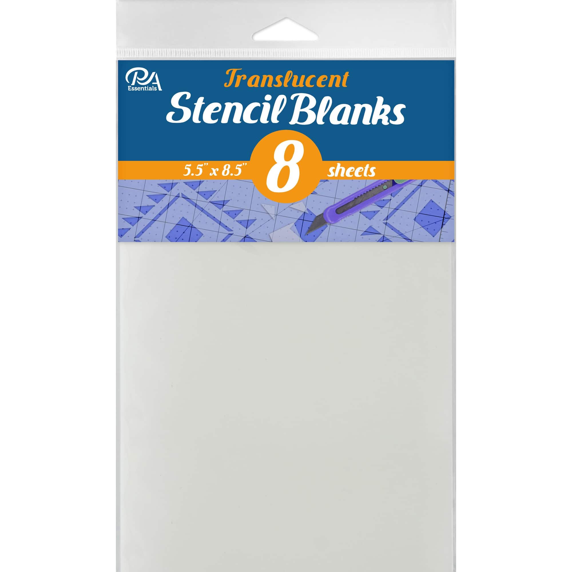 PA Essentials 5.5'' x 8.5'' Translucent Uncut Blank Stencil, 8ct.